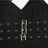 y2k Bandage Crop Top Black Backless  Top Lace Up Cute Party Beach Summer Sweats Women Retro Basic Mini Vest Punk