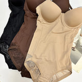 Women Seamless Lace Shapewear Bodysuit with Bra Postpartum Tummy Control Push Up Body Shaper