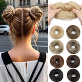 Elegant Synthetic Hair Bun for Women Soft Comfortable Chignon Style Elastic Rubber Band Scrunchy Updo Hairpiece