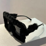 Y2K Oversized Plush Sunglasses Style Soft Fluffy Winter Shades Party Christmas Halloween Cosplay Novelty Glasses for Women