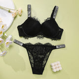 Bra and Panty Set Comfortable push up Shapewear Adjustable Padded Gathered New V Lace Lingerie Set Women's Sexy