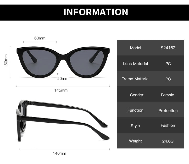 Large Frame Cat Eye Sunglasses Women New Retro Minimalist Style Gradient Sun Glasses High Quality Eyeglasses UV400