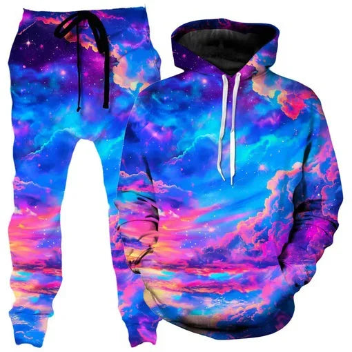 Colorful Abstract Mandala 3D Print Hoodies Pants Set Men's Sweatshirts Sweatpants Two Piece Suits Outdoor Tracksuit Man Clothing