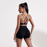 Solid Color Cross Fitness Bra Soft High Strength Women Tight Sport Top Comprehensive Training Gym Yoga Underwear With Chest Pad