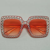 Diamond Oversized Sunglasses Big Square Frame Sunglasses UV400 Crystal Eyewear Retro Rhinestone Frames Eyeglasses