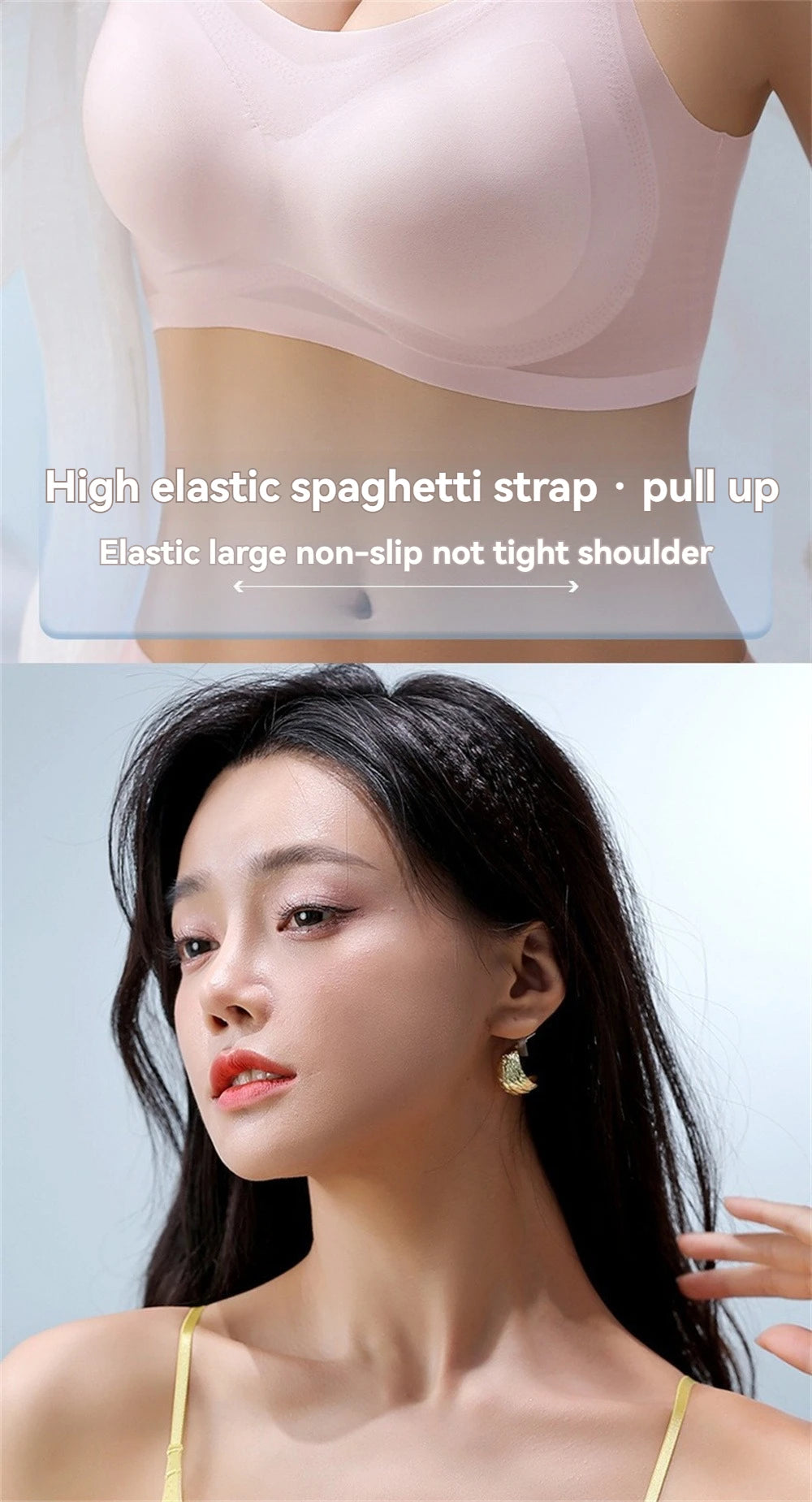 Ultra-Thin Breathable Ice Silk Top Bra Women's Seamless Back Halter Vest Wrap Bra Small Chest Together