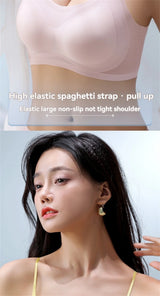 Ultra-Thin Breathable Ice Silk Top Bra Women's Seamless Back Halter Vest Wrap Bra Small Chest Together