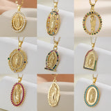 Luxury Gold Plated Multicolor CZ Pendant Necklace, Elegant Vintage Charm Jewelry Gift for Women