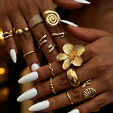 8Pcs/Set Vintage Smooth Plain Rings for Women, Boho Starfish Stackable Knuckle Midi Rings, Multi-Size Beach Party Jewelry, Holiday Gift