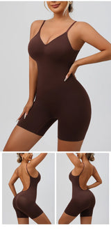 Flarixa Women's Low Back Seamless Bodysuit Tummy Control Hip Lifter Full Body Shaper Backless Shapewear Jumpsuit Slim Corset