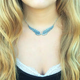 Vintage Angel Wings Feather Choker Big Pendant Aesthetic Link Chains Statement Necklace for Women Collar Bib Wedding Tribal Gift