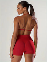 Women's Thin-Strap Halter Gym Bra - Sexy Backless Sports Bra for Yoga & Fitness Training