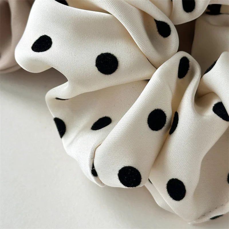 Korean Women Hair Simple Satin Scrunchies Wave Point Hair Band For Girls Ponytail Holder Rubber Bands Hair Ties Hair Accessories