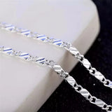 Fashion 18K Gold Necklace 2MM 16/18/20/22/24/26/28/30 Inch Side Chain Necklace For Women Men Jewelry 925 Silver Necklace