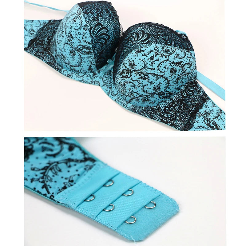 2024 New Sexy Push Up Bra Sets For Women 3 Piece Underwear BCDEF Cup Beige Black Blue Purple Red White Plus Size Lingerie