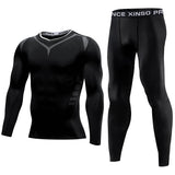 2Pcs Men Compression Sportswear Set Elastic Quick Fit Workout Jogging Training Yoga Fitness Tracksuit for Sports Exercise