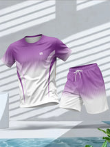 Plus Size Men's Quick-Dry Short-Sleeve T-Shirt and Shorts Set Men's Breathable Athletic Set Fitness T-Shirt and Shorts Set