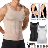 Men Slimming Body Shaper Abdomen Reducer Underwear Tank Top Sleevelss Wide Strap Shapewear Fitness Posture Correct Belly Abdominal Fat Reducer Vest Breathable Soft Waist Trainer S-3XL
