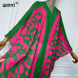 WINYI Africa Bohemia Print Kimonos Loose Dresses for Woman Cardigans Beach Outfits Kaftan Beach Cover Up Evening Dress Maxi Coat