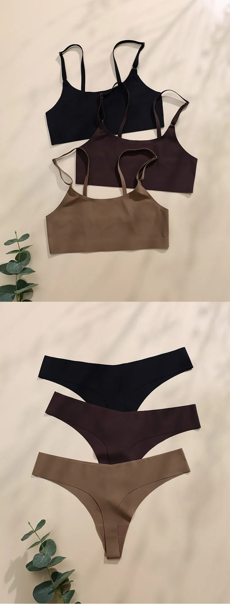 2026 Hot Sale High Quality Latest Design Us Size Stylish Solid Ice Silk Seamless Wireless Bras And Women Underwear Set