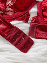 Floral Embroidery Sexy Lingerie Set Women Transparent Bralette Underwire Push Up Bra Panty 2 Piece Set