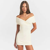 Nsauye 2026 Casual Summer Women Dresses Mini Bodycon Short Sleeve Sexy V Neck Party Evening Wrap Night Club Dress Outfits