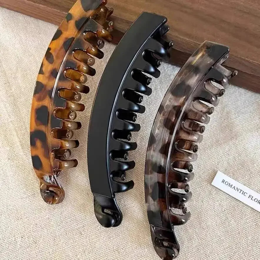 1/3 Pcs Tortoiseshell Banana Hair Clip Fish Shaped Hairpin Women Hairgrips Twist Clamp Ponytail Barrettes Hair Accessories Set M