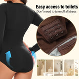 POKARLA Spandex Elastic Body Suit Shapewear Women Body Shaper Tummy Control Long Sleeve Open Crotch Round Neck Seamless Shapers