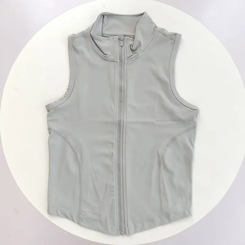 Zip Up Training Vest, Sleeveless Quick Dry Top for Gym, Running & Yoga, Casual Outer Wear