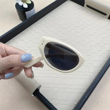 Minimalist Oval Cat-eye Glasses Women's Fashion Outdoor Folding Sunglasses Sun Shading UV Sunscreen Glasses Stylish Accessory