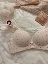 Teenage Sexy Lace Floral Bra Set Comfortable Non-steel Ring Beauty Back Small Breasts Gathered up Support Anti-Sagging Bra Set