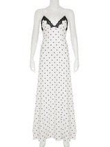Tossy Lace V-Neck Patchwork Maxi Dress Women Backless High Waist Slim Spaghetti Contrast Party Dress Female Spring Long Dress