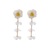 Chiffon flower multi-layer earrings, summer beach vacation style exaggerated earrings design, light luxury, niche