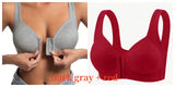 Women's Bra Wire-Free Front Closure Solid Color Full Coverage Fixed Cups More Considerate for Middle-Aged And Elderly Individual