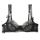 Sexy Ultra-thin Lace Bras Women's Push Up Summer Breathable Bra Hollow Out Gathered Underwear French Elegant Bow Underwire