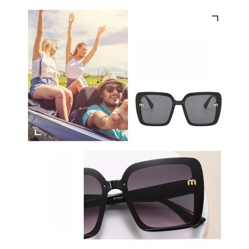 New Hot Sale Fashion Men's Rectangular Letter Design Retro Sun Glasses UV400 Brand Sunglasses Women's Square Classic Large Frame
