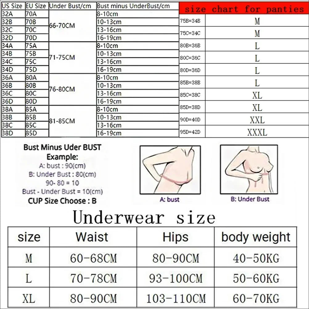New Victoria's Secret Women's Sexy Bra and Panty Set Comfortable Push Up Shapewear Adjustable Padded Gathered Lace Lingerie Set