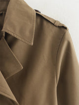 Ladies Vintage Cropped Trench Spring Autumn Jacket Women Streetwear Double Breasted Long Sleeve Top Female Chic Coat Outfits