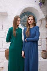 AS SS26 summer loose style button dress comfortable ribbing fabric dress o-neck lady clothes