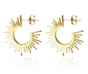 Luxury Shiny Zircon Hoop Earrings for Women Trendy Golden Stainless Steel Wed Ear Geometric Circle Earring Jewelry Pendientes
