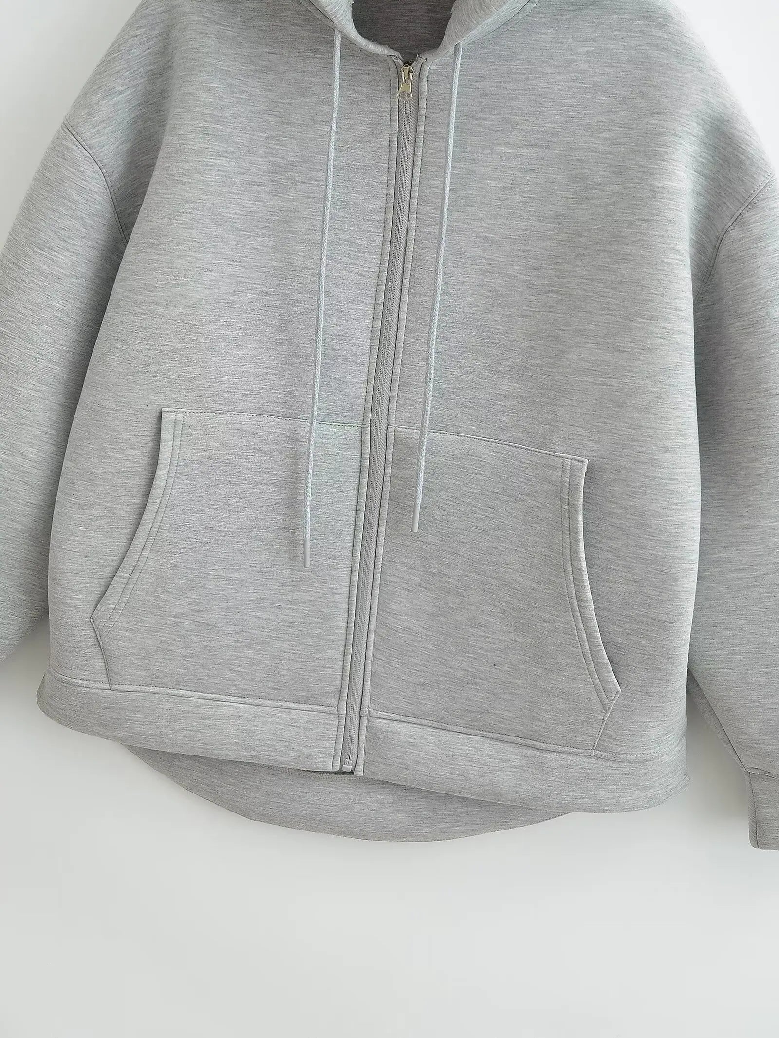 HH 2026 Casual Women's Soild Zipper Hoodie Long Sleeve Big Pocket Zipper Jacket With Hood Female Loose Outerwear Coat Tops