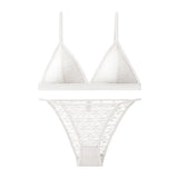 Women Triangle Bra and Panties Set Sheer Floral Lace Bralette Low-Rise Briefs Sexy Lingerie Set Removable Pads Ladies Underwear