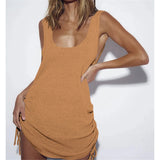 20 Colors Backless Lace Up Crochet Knitted Tunic Beach Cover Up Cover-ups Beach Dress Beach Wear Beachwear Female Women V5479