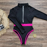 2026 Surfing Sport Swimsuit Long Sleeves Women One Piece Swimsuit  Swimwear Solid Monokini Bathing Suit Tropical Bodysuit Female