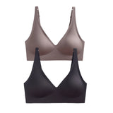 2Pcs/Set Seamless Bras For Women Wireless Underwear Push Up Bralette Soft Padded Deep V Sexy Lingerie Sleepwear Intimates S-3XL