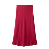 Willshela 2024 Black Satin Skirt Woman High Waist Elegant Long Skirts For Women Fashion Summer Midi Skirt Office Women's Skirts