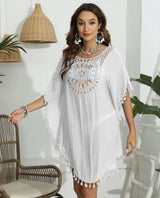 CROCHET BIKINI-Sexy Monochrome Bikini Cover Up Dress, Fashion Swimwear, Sun-resistant, Colorfast