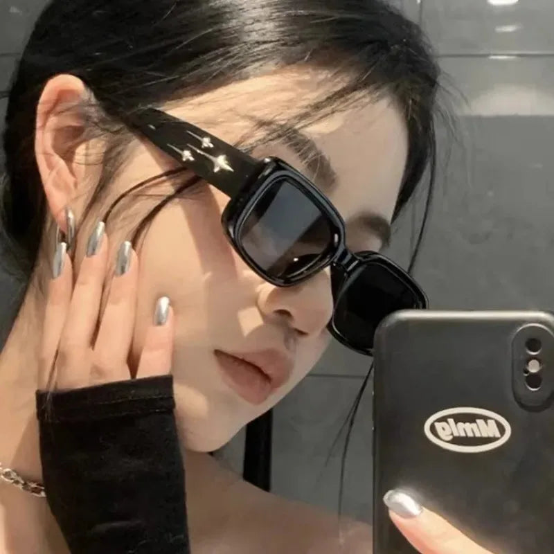 Retro Y2K Small Square Kitten Eye Sunglasses Women Men Fashion Colorful Mirror Lens Punk Sports UV Protection Sun Glasses