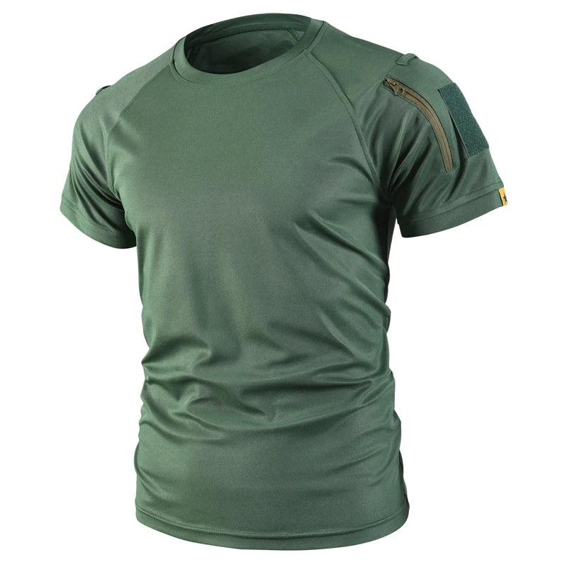 Men Summer Quick Dry Breathable Elastic Military Tactical Shirts Pullerover Hiking Camping Tops Climbing Tees Sports Gym T-shirt