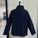Fashion Short Woolen Coat For Women Stand Collar Full Sleeve Loose Zipper Jacket Female 2025 Spring Autumn Solid Lady Outwear